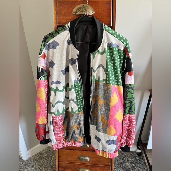 NWT-Patchwork Bomber Jacket - Picture 9 of 11